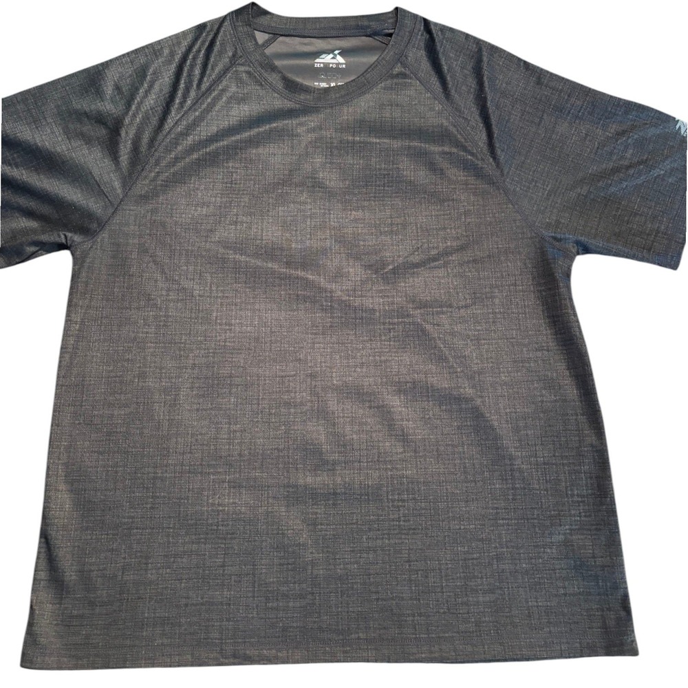 ZeroXposur Mens XL Performance T-Shirt Gray Blk Cubic Short Sleeve Raglan Tee - Picture 2 of 8